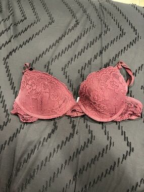 Laura Ashley Burgundy Lace Push-Up Bra